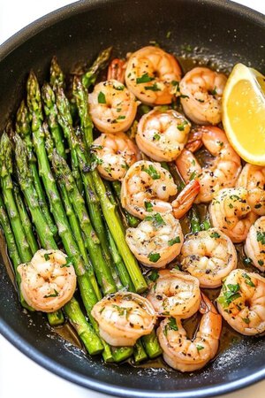 One-Pan Garlic Butter Shrimp and Asparagus Recipe