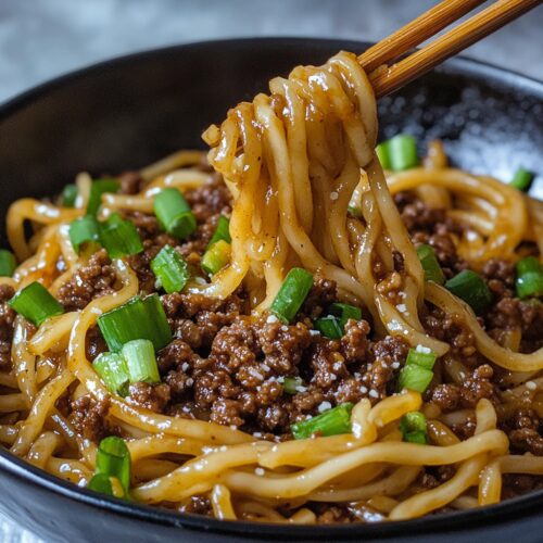 Easy Mongolian Ground Beef Noodles